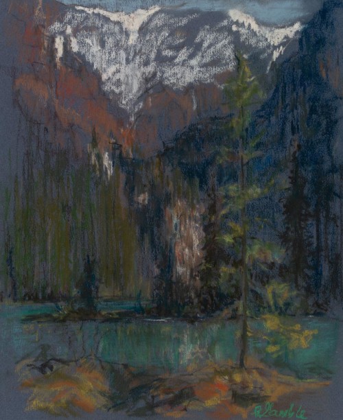 Across To The Mountain, Yoho, pastel on paper, 14 in x 11.37 in, 1989