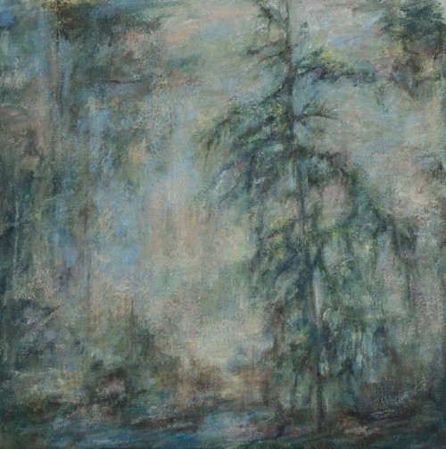 Creekside, oil, wax, on canvas, 24 in x 24 in