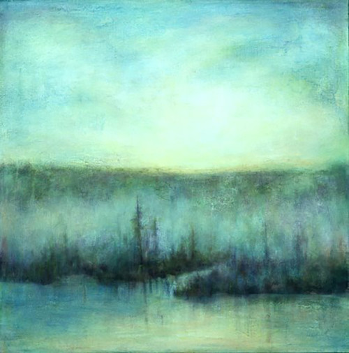 Dawn Mist, Algonquin Park, #1, oil, wax, on canvas, 16 in x 16 in