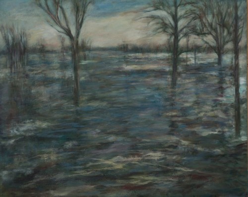 Flooded River, Early Spring, Britannia, oil, on wood, 24 in x 30 in