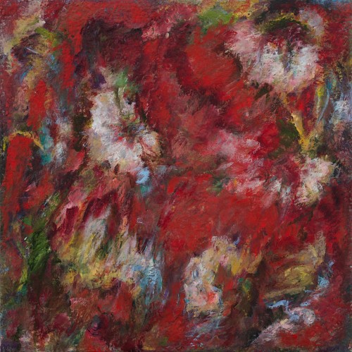 Flowers In TIme #4, oil, wax, on canvas, 12 in x 12 in