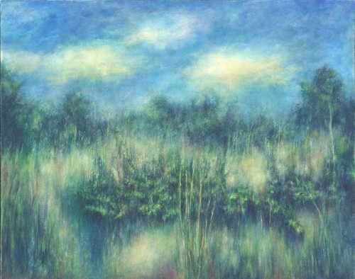 Juniper in Pelee Park Sands, oil, wax, on canvas, 48 in x 60 in
