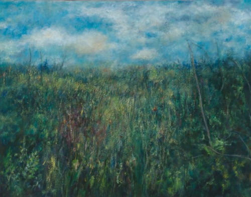 Orchid Fen #2, oil, wax on canvas, 43 in x 55 in