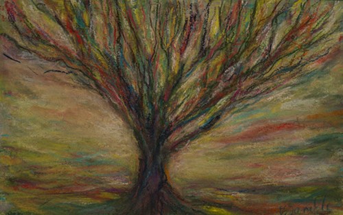 Reach, pastel, watercolour on paper, 9 in. x 6 in