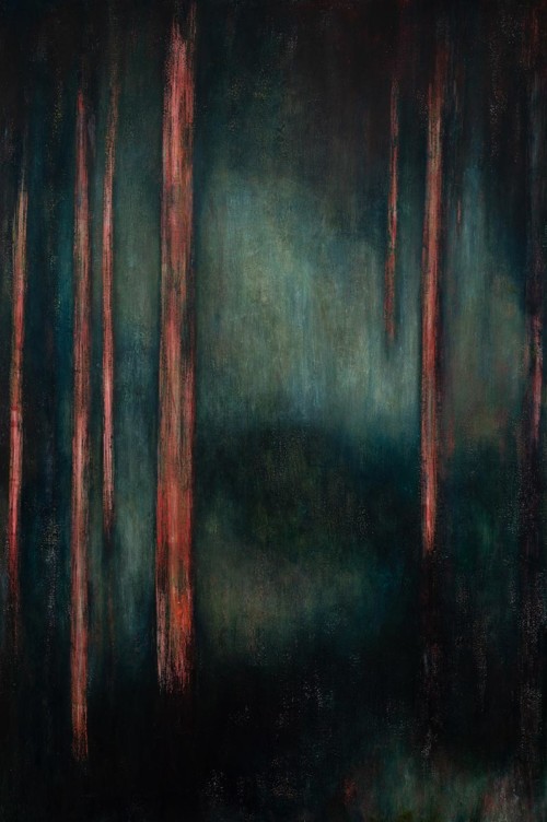 Sentinels of Avalon #2, encaustic on canvas, 72 in x 48 in, 1996