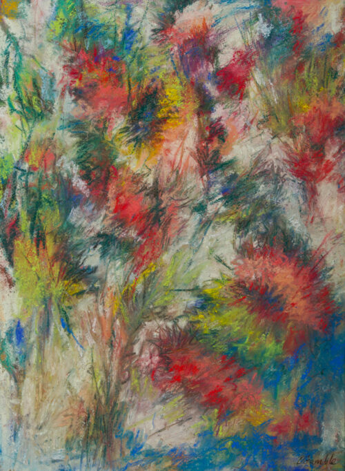 Floral Action #1, pastel on paper, 15 in x 11 in