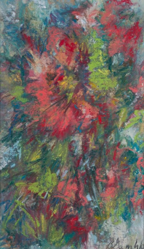 Floral Action #3, pastel on paper, 7 in x 5 in